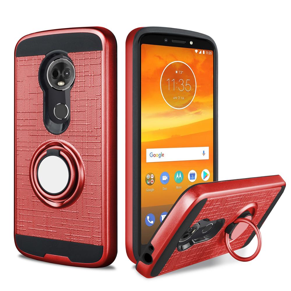 Motorola Moto G7 Power 360 Ring Kickstand Hybrid Case with Metal PLATE (Hot Pink)
